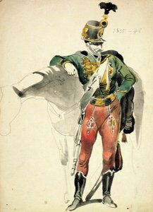 Ein Husar des 9. Regiments, Leichte Kavallerieuniform, 1835-48 von Johan Baptiste Heinefetter