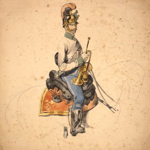 Ein Reiter des 5. Dragonerregiments, Prinz Eugen von Savoyen 1840-50 von Johan Baptiste Heinefetter