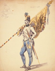 Ein Offizier mit einem Bataillonsbanner eines ungarischen Infanterieregiments, 1835-1848