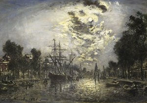 Rotterdam im Mondlicht von Johan Barthold Jongkind (signed by artist)