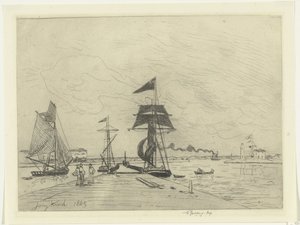 Anlegestelle bei Honfleur von Johan Barthold Jongkind