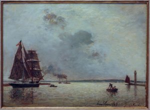 Einfahrt in den Hafen von Honfleur bei Sonnenaufgang von Johan Barthold Jongkind