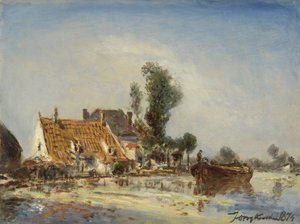 Häuser an einem Wasserweg in der Nähe von Crooswijk