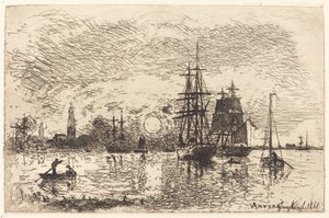 Sonnenuntergang, Hafen von Antwerpen von Johan Barthold Jongkind