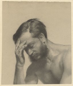 Fragment einer Akademiestudie: Mann mit rechter Hand an der Stirn von Johan Braakensiek