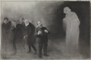 Entwurf für eine Illustration in De Amsterdammer: Das Vergessen von Schimmel im Neujahrswunsch des Stadttheaters, 13. Januar 1907 von Johan Braakensiek