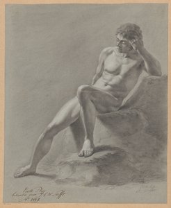 Sitzender männlicher Akt von vorne gesehen (1. Preis 1807) von Johan Christiaan Willem Safft