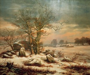 Hünengrab nahe Vordingborg im Winter von Johan Christian Dahl