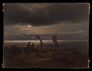 Mutter und Kind am Meer von Johan Christian Dahl