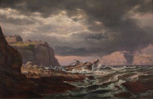 Schiffswrack an der Küste Norwegens von Johan Christian Dahl