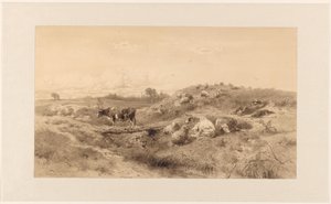 Landschaft mit Vieh und ruhendem Hirten