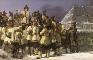 König Gustav Vasa von Schweden spricht zu den Männern aus Dalarna in Mora, 1836 von Johan Gustaf Sandberg