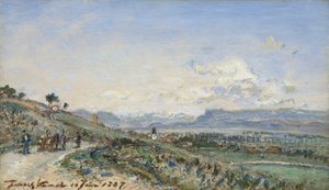 Große Departementstraße von Lyon nach Grenoble von Johan Jongkind