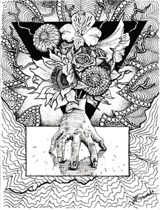 Surreale Hand-Blumen-Reflexion von Johan Liewendahl