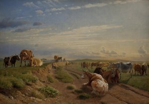 Ein Melkplatz in der Nähe von Vognserup Manor, Seeland von Johan Thomas Lundbye