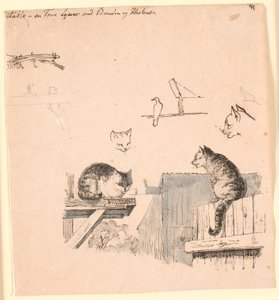 Die zwei Katzen. Illustration zu Kaalunds "Fabler for Børn"