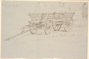 Ein Erntewagen mit einer gackernden Henne auf der Wagenstange von Johan Thomas Lundbye