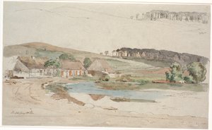 Der Dorfteich in Brofelde. F.o. eine wiederholte Studie des Profils des Hügels und des Waldes
