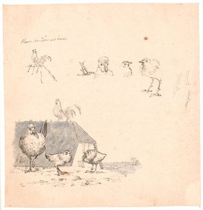 Die Hähnchen. Illustration zu Kaalunds "Fabler for Børn". Siehe Kommentar aus dem Arkatalog. von Johan Thomas Lundbye