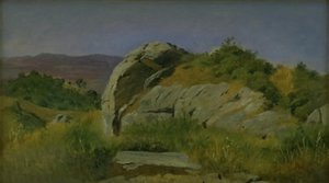 Landschaft mit Felsen im Vordergrund. Civitella, Italien von Johan Thomas Lundbye