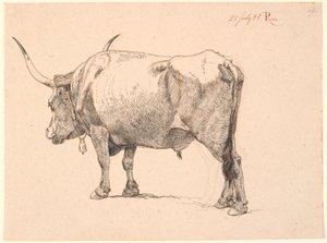 Römischer Stier mit Glocke um den Hals, schräg von hinten gesehen von Johan Thomas Lundbye