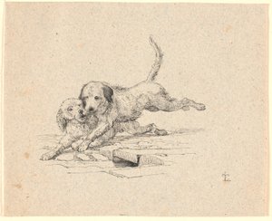 Der Kampf. Illustration zu Kaalunds "Fabeln für Kinder". Siehe Kommentar aus dem Arkatalog. von Johan Thomas Lundbye