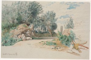 Steinmauer mit einem offenen Tor von Johan Thomas Lundbye