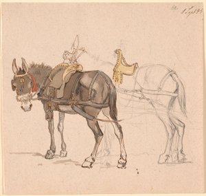 Zwei vorgespannt Maultiere von Johan Thomas Lundbye