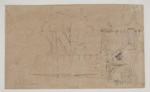 Vejby Pfarrhaus von Süden gesehen von Johan Thomas Lundbye