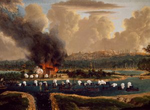 Schlacht von Vransarii gegen Russland um die Kontrolle der Fjorde bei Kockis Kapell, 16. Juni 1790 von Johan Tietrich Schoultz