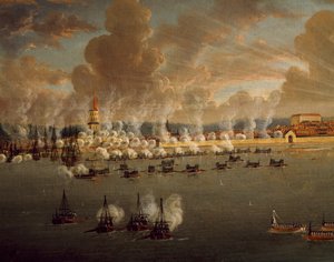 Gustav III.s schwedische Flotte belagert Frederikshavn, 20. Mai 1790