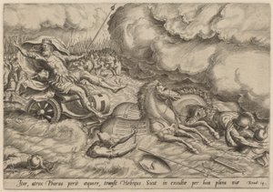 Der Durchzug durch das Rote Meer von Johan Wierix, after Maarten van Cleef