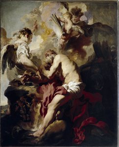 Die Vision des Heiligen Hieronymus (Öl auf Leinwand) von Johann (attr. to) Liss