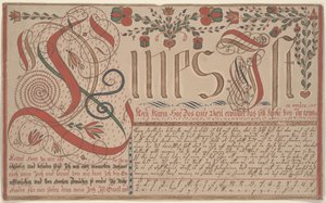 Schreibübung Vorschrift für Esther Hadmän, Frakturmalerei von Johann Adam Eyer