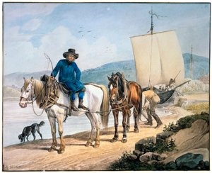 Ein Pferd und Wagen am Fluss, 1817 von Johann Adam Klein