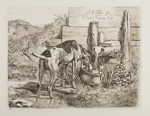 Hund trinkt Wasser von Johann Adam Klein