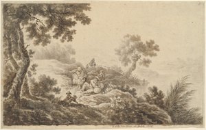 Landschaft mit Reisenden von Johann Albrecht Dietzsch