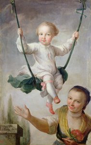 Christoph Adalbert Friedrich von Stein auf einer Schaukel, 1768 von Johann Andreas Herrlein