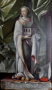 Hatta von Hohenwart, Gemahlin Heinrichs von Altdorf, Stifterin des Frauenklosters in Altdorf um 935 von Johann Andreas Rauch