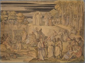 Dante im Limbus, oder der Aufenthalt guter Seelen, aber nicht getaufter Menschen. Hier trifft er die großen Geister der antiken Zeiten und die unschuldigen Kinder von Johann Anton Ramboux