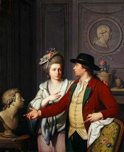 Samuel Nahl zeigt seiner Braut eine Büste seines Bruders von Johann August the Younger Nahl