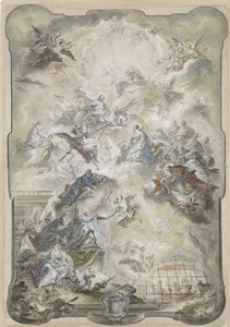 Die Jungfrau und die Heiligen, die vor Christus für die Seelen der Verlorenen Fürbitte leisten, 1771 oder früher von Johann Baptist Enderle