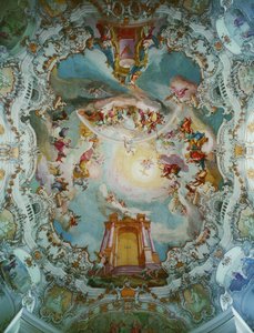 Zentrales Fresko in der Wieskirche, Bayern von Johann Baptist Zimmermann