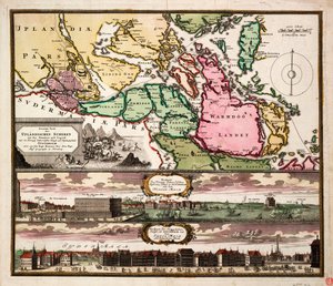 Genau Karte der Upland-Scherungen mit der Lage und Umgebung der königlichen schwedischen Hauptstadt und Residenzstadt Stockholm, ca. 1740