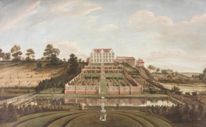 Niederländisches Herrenhaus mit Garten, 1730