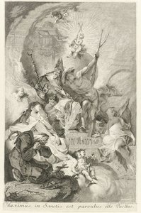 Das Christuskind als Salvator Mundi mit verschiedenen Heiligen und Papst Clemens XIII von Johann Beheim