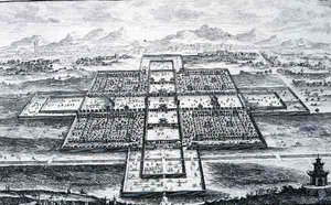 Perspektivische Ansicht des Kaiserpalastes, Peking, China, aus 