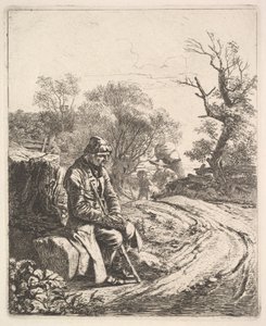 Ein alter Mann sitzt am Straßenrand, 1818 von Johann Christian Erhard