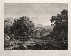 Heroische Landschaft: Viehüberquerung des Flusses, 1795 von Johann Christian Reinhart