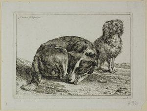 Zwei ruhende Hunde, aus Die Zweite Thierfolge von Johann Christian Reinhart